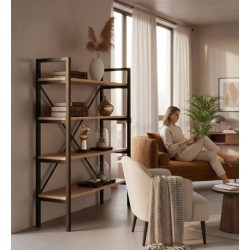 REGAŁ NA KSIĄŻKI METALOWY DREWNO LITE DĄB JESION OLCHA RNK-9